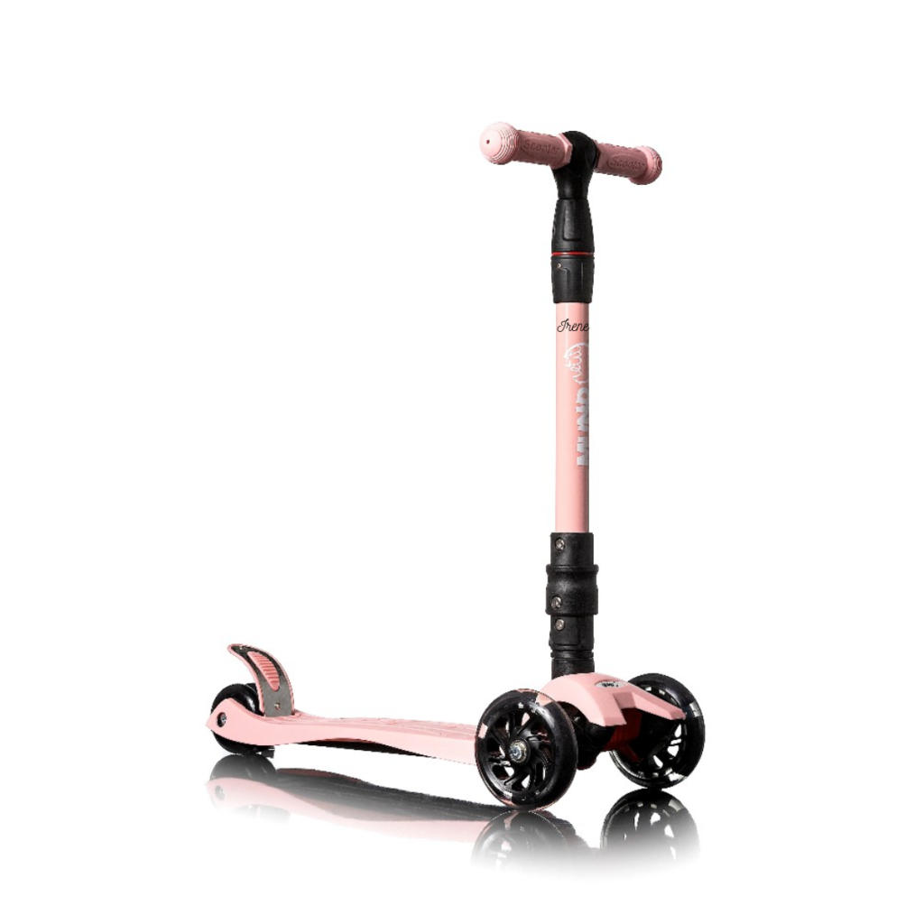 Patinete personalizable 3 ruedas ajustable con luces led color rosa Mundo Petit