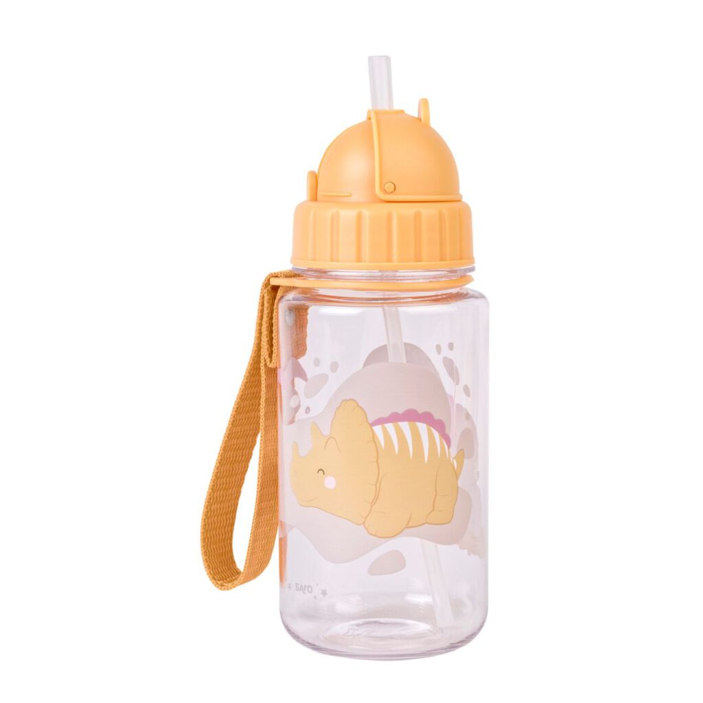 Botella personalizable con pajita y colgador happy dinos Saro