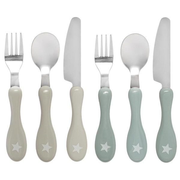 Set de 12 cubiertos estrella gris y mint