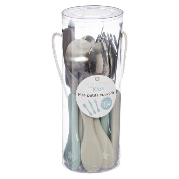 Set de 12 cubiertos estrella gris y mint