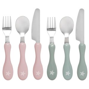 Set de 12 cubiertos estrella rosa y mint