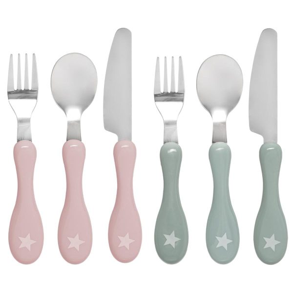 Set de 12 cubiertos estrella rosa y mint