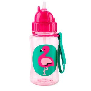 Botella con pajita flamenco