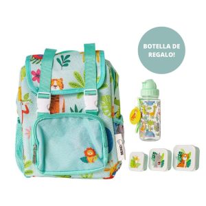 Pack guardería o infantil personalizable Safari kawaii Mundo Petit con botella de regalo