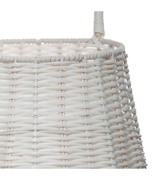 Cesta con ruedas tipo rattan blanca