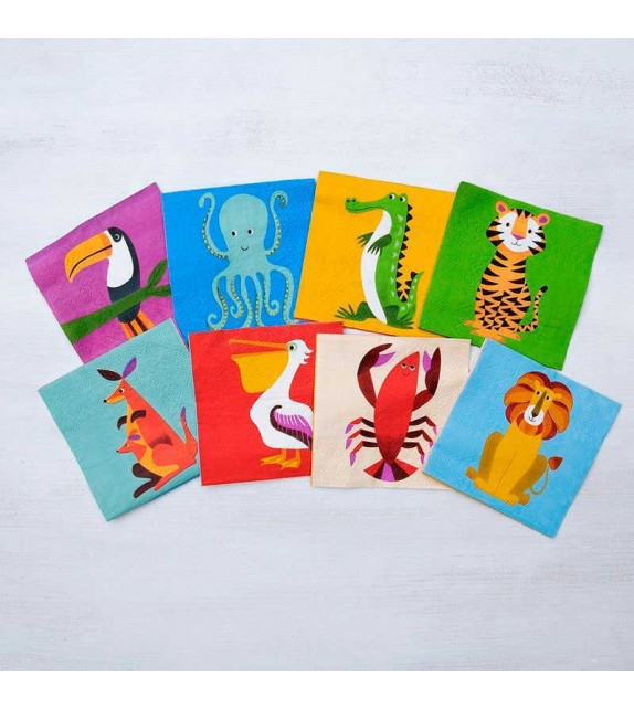 Pack de 20 servilletas de papel animales