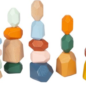 Set de 18 piedras de madera para apilar Waldorf