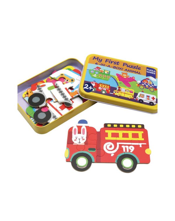 Set de 6 puzzles: Mis primeros puzzles animales y vehículos de emergencia