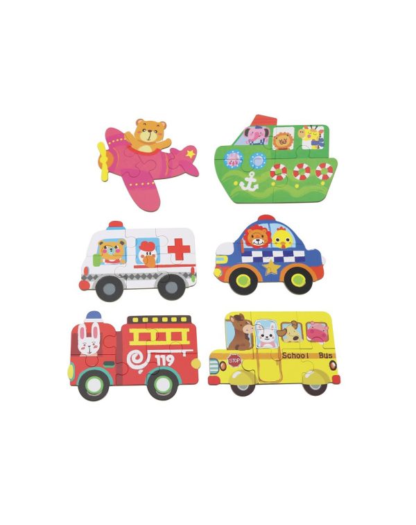Set de 6 puzzles: Mis primeros puzzles animales y vehículos de emergencia