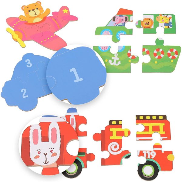 Set de 6 puzzles: Mis primeros puzzles animales y vehículos de emergencia