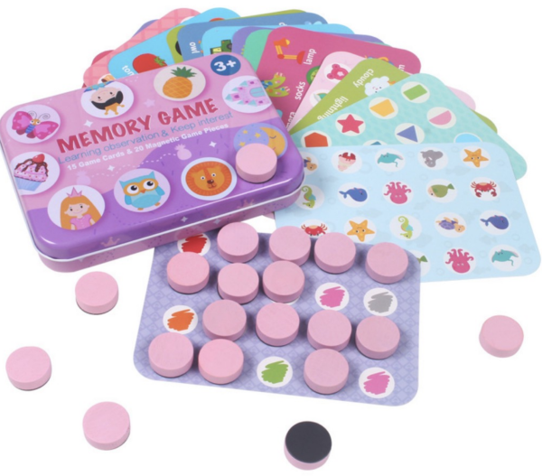 Juego de observación y memoria rosa