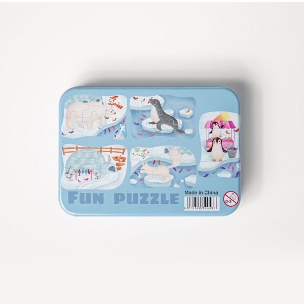 Caja con 5 puzzles animales del ártico