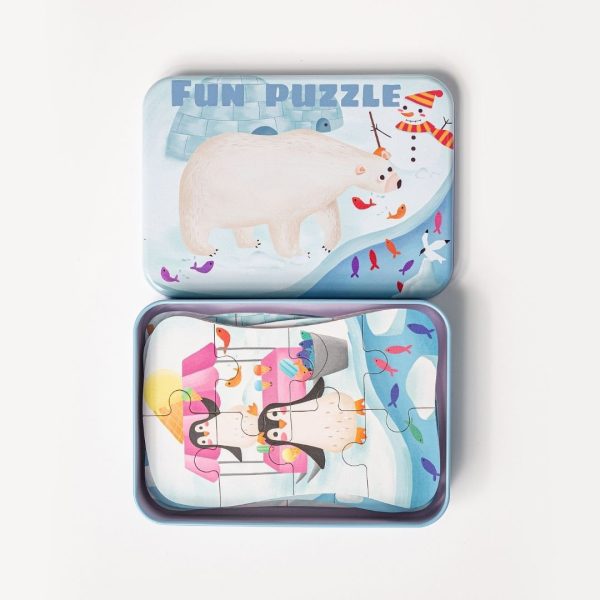 Caja con 5 puzzles animales del ártico