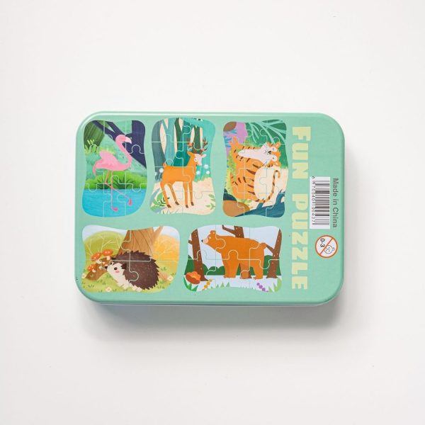 Caja con 5 puzzles wild animals