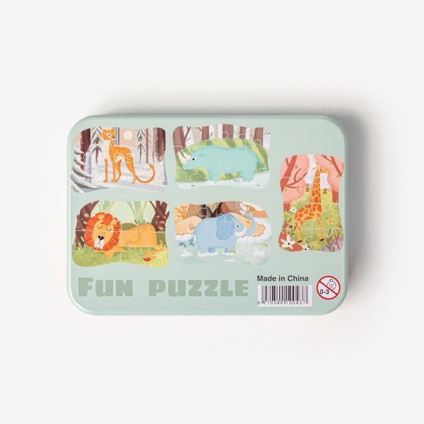 Caja con 5 puzzles animales del safari