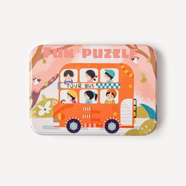 Caja con 5 puzzles transportes