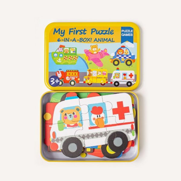 Set de 6 puzzles: Mis primeros puzzles animales y vehículos de emergencia