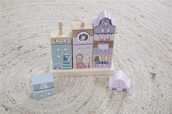 Bloques edificios rosa Little Dutch