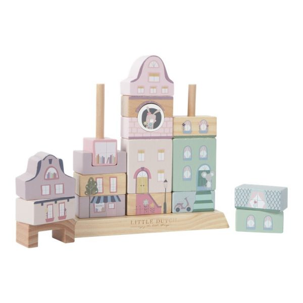Bloques edificios rosa Little Dutch