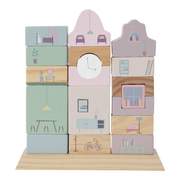Bloques edificios rosa Little Dutch