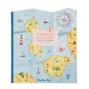 Cuaderno para colorear con pegatinas El explorador Moulin Roty