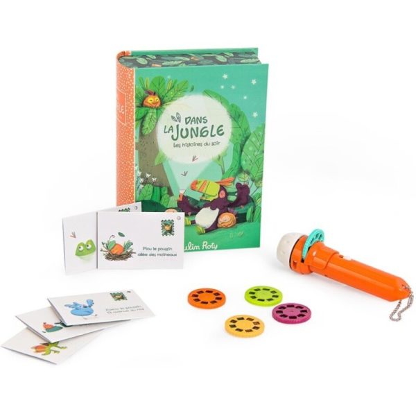 Libro linterna proyector de historias de la jungla con 3 cuentos incluidos de Moulin Roty