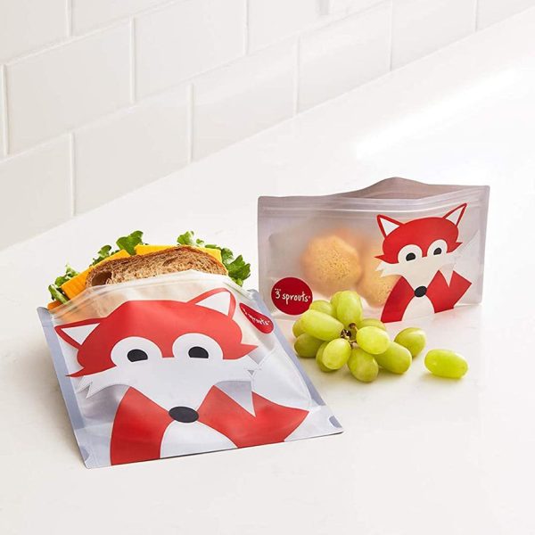 Pack de 2 bolsas reutilizables para bocadillos zorro 3Sprouts