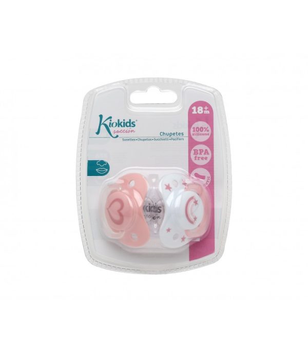 Set de 2 chupetes anatómicos corazón y arcoiris de 6 a 18 meses