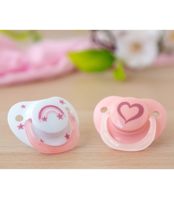 Set de 2 chupetes anatómicos corazón y arcoiris de 6 a 18 meses