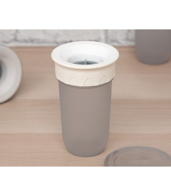Vaso antiderrame 360° con tapa Step gris 300ml