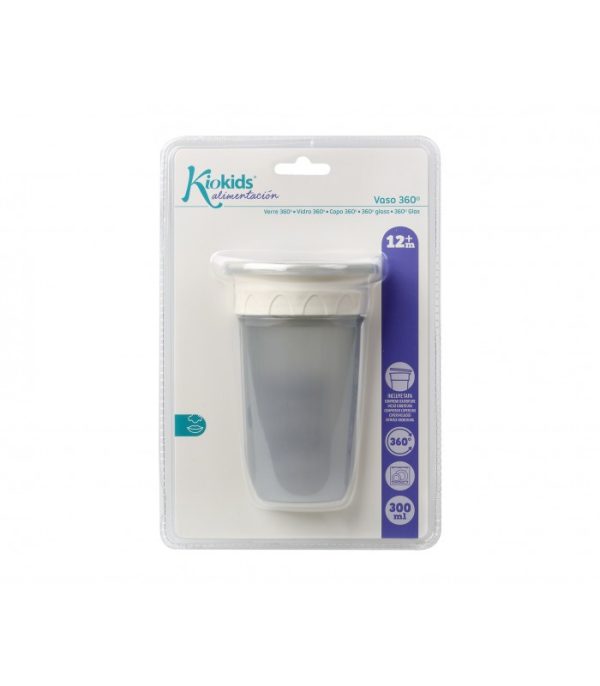 Vaso antiderrame 360° con tapa Step gris 300ml