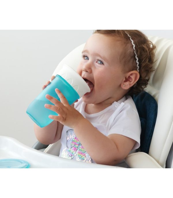 Vaso antiderrame 360° con tapa Step azul 300ml