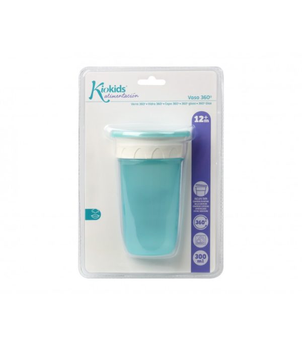 Vaso antiderrame 360° con tapa Step azul 300ml