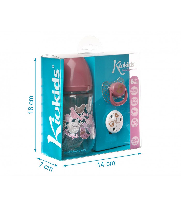 Set biberón, chupete y chupetero rosa Set biberón, chupete y chupetero rosa