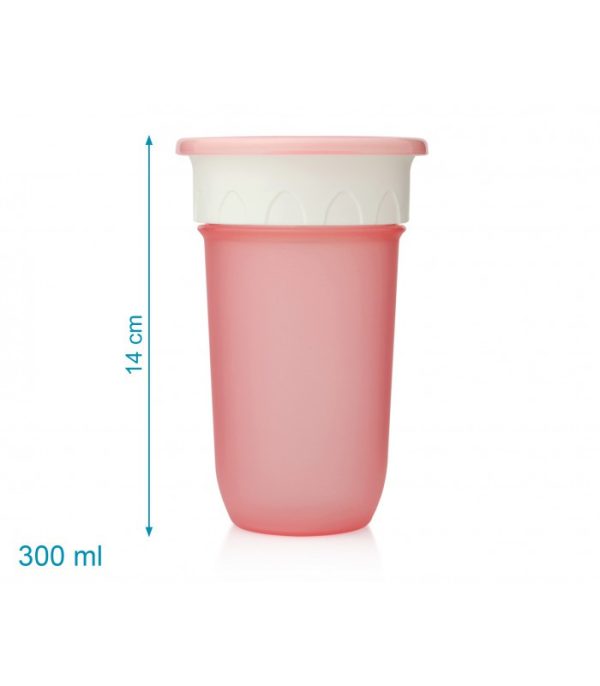 Vaso antiderrame 360° con tapa Step rosa 300ml
