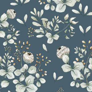 Papel pintado azul trébol