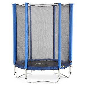 Cama elástica azul con red de protección 140cm