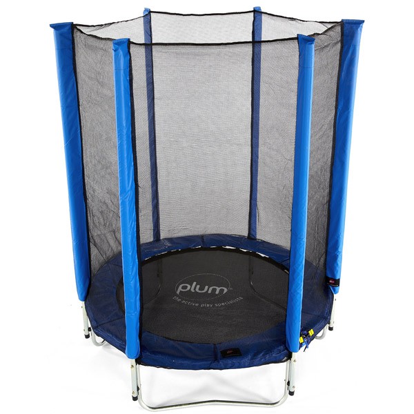 Cama elástica azul con red de protección 140cm