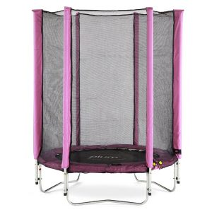 Cama elástica rosa con red de protección 140cm