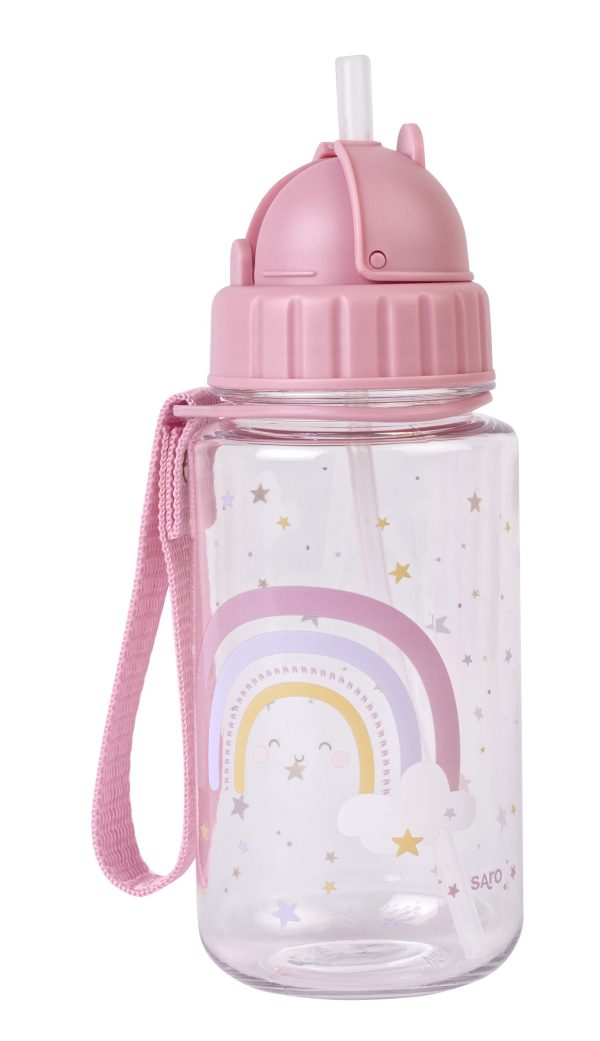 Botella con pajita y colgador rainbow Saro