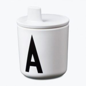Tapa con boquilla blanca para taza de melamina Design Letters