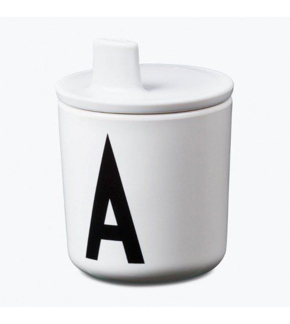 Tapa con boquilla blanca para taza de melamina Design Letters