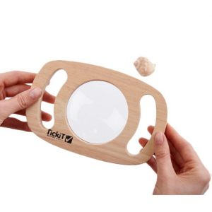 Lupa de madera con asas