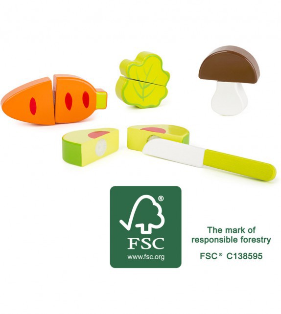 Set de verduras de madera para cortar