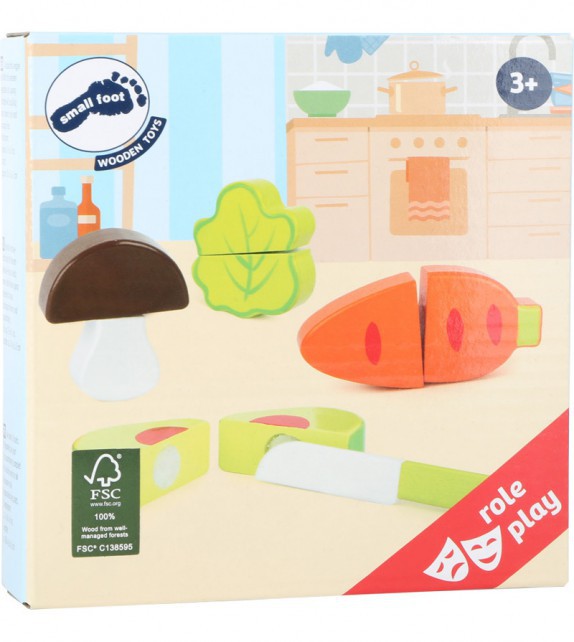 Set de verduras de madera para cortar