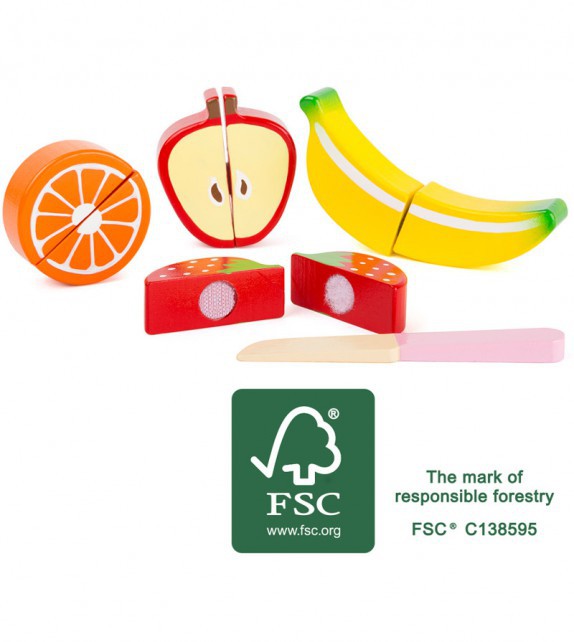 Set de frutas de madera para cortar