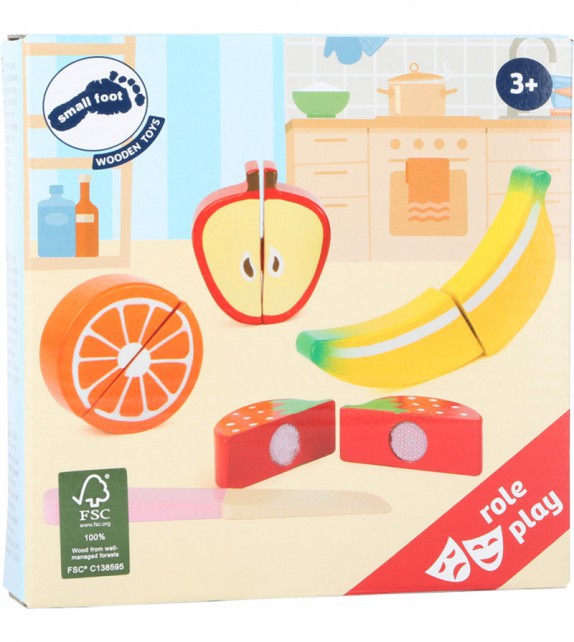 Set de frutas de madera para cortar