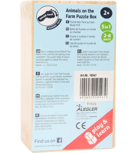 Caja de 5 puzles de animales de la granja