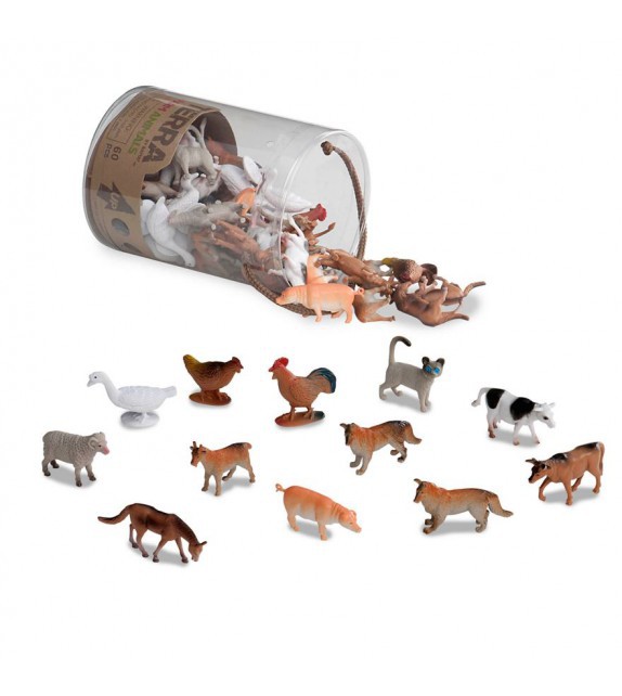 Bote con 60 piezas animales de la granja