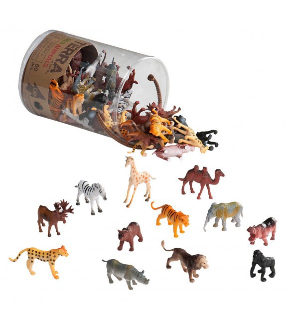 Bote con 60 piezas animales salvajes